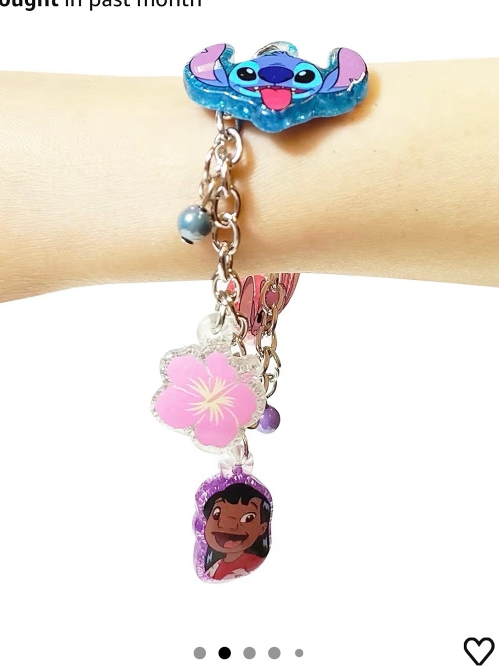 Disney Lilo & Stitch Pink Purple Blue Charm Bracelet